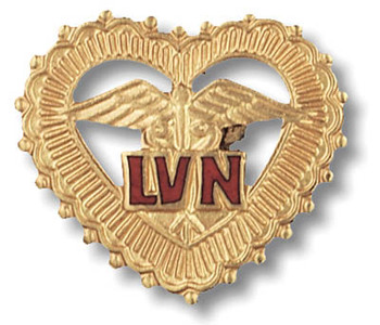 LVN Licensed Vocational Nurse filigreed heart Emblem Pin