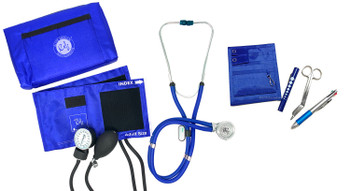 EMI NK-330 6 Piece Nurse Kit - ROYAL - Sprague Rappaport Stethoscope, Aneroid Sphygmomanometer, and Pocket Organizer Set (Includes Chart Pen, 5.5 in. Lister Bandage Scissors, Pen Light)