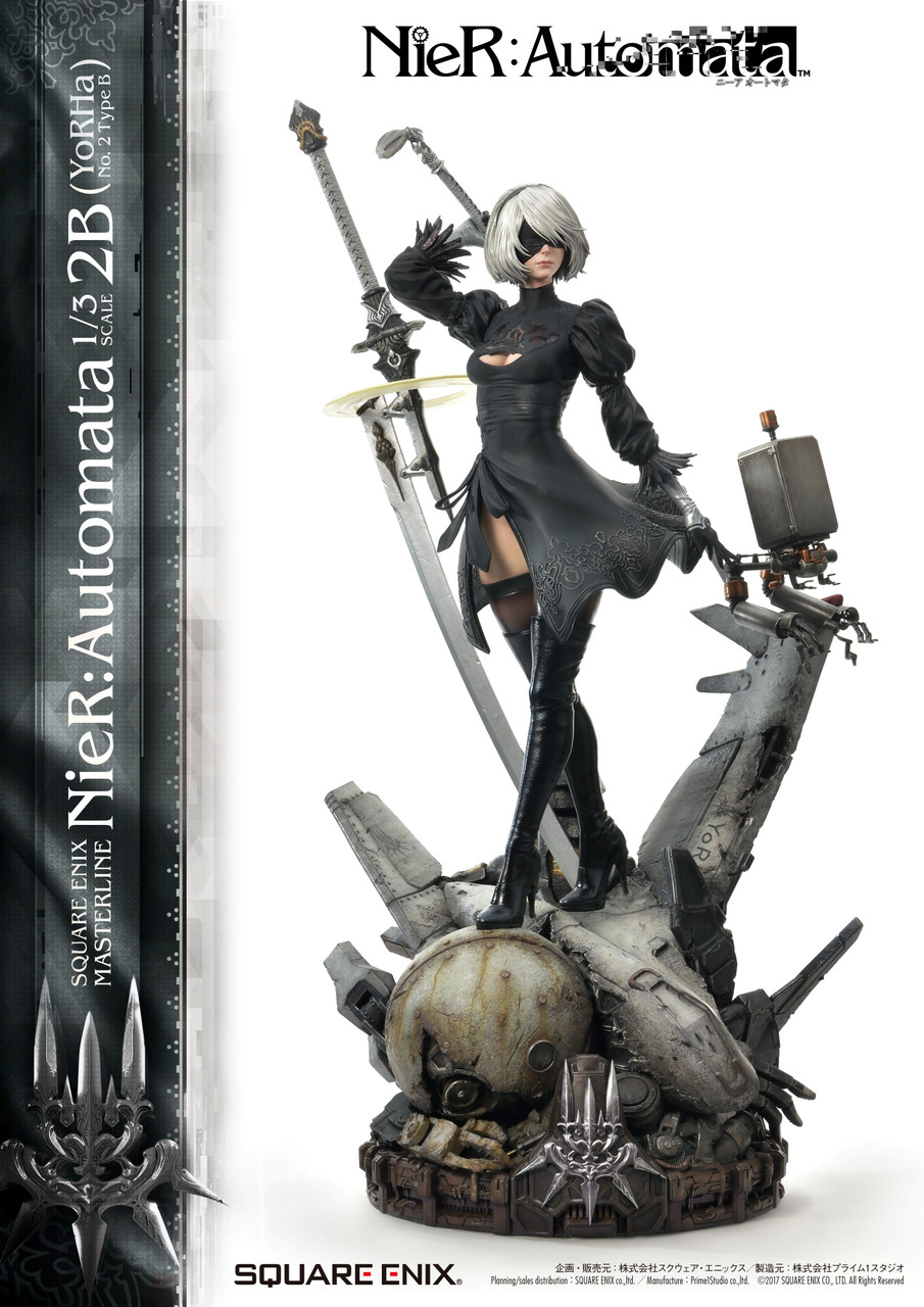 2B Actionfigur Aus Nier:Automata - 32 Cm Große PVC-Statue Mit Schwert, Austauschbarem Kopf (Schwarz, Hochzeitskleid Edition)