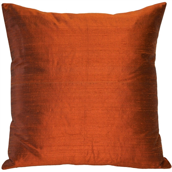 Sankara Burnt Orange Silk Throw Pillow 18x18 Pillow Decor