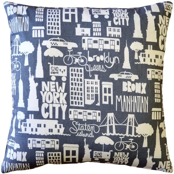 New York City Cotton Print Throw Pillow 17x17 from Pillow Decor