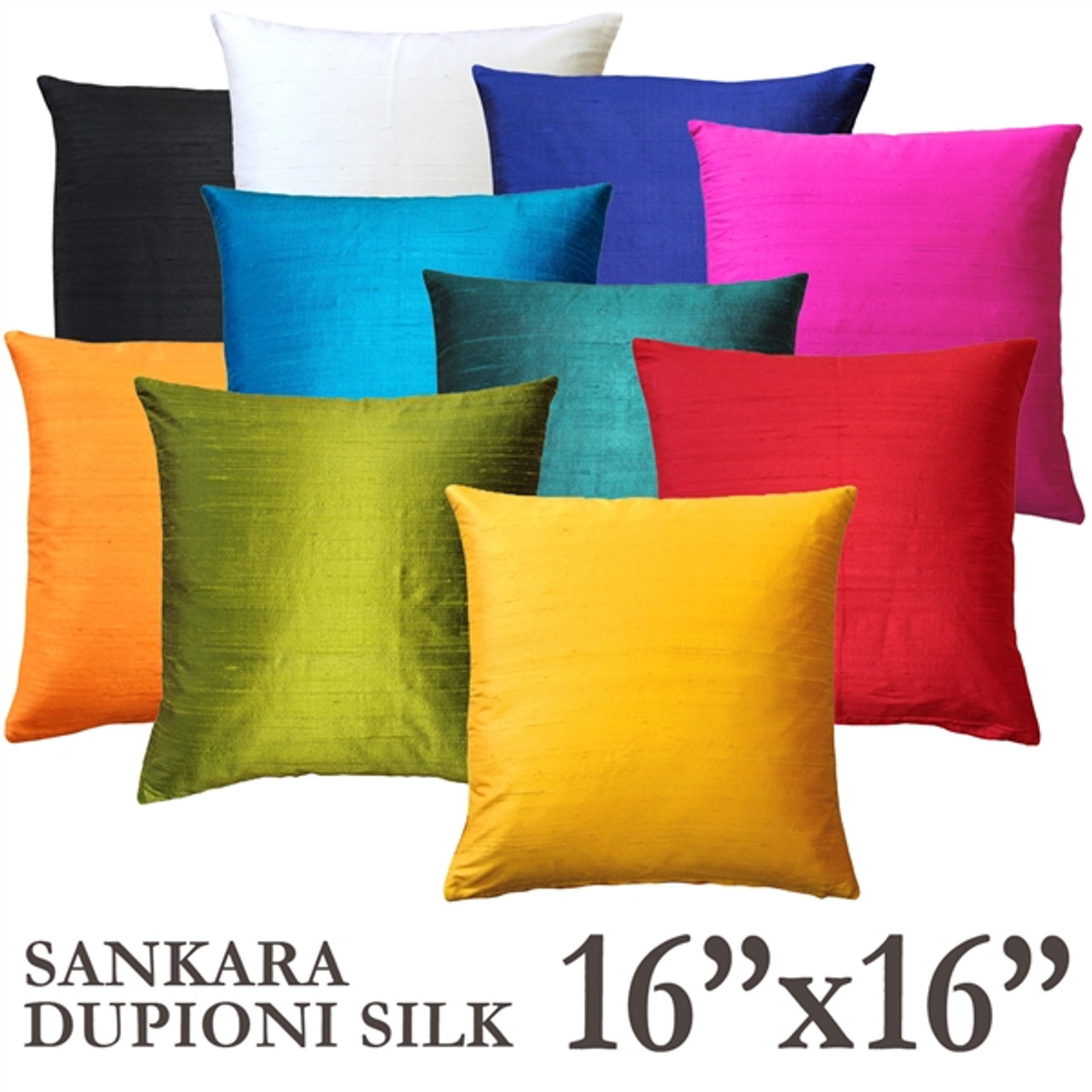 Sankara Silk 16 Inch Square Throw Pillows in 19 Colors