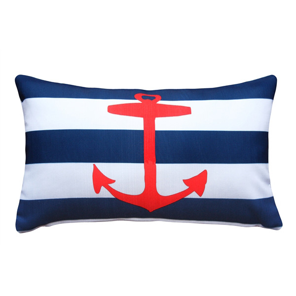 Red Anchor Nautical Throw Pillow 12x19 Pillow Decor