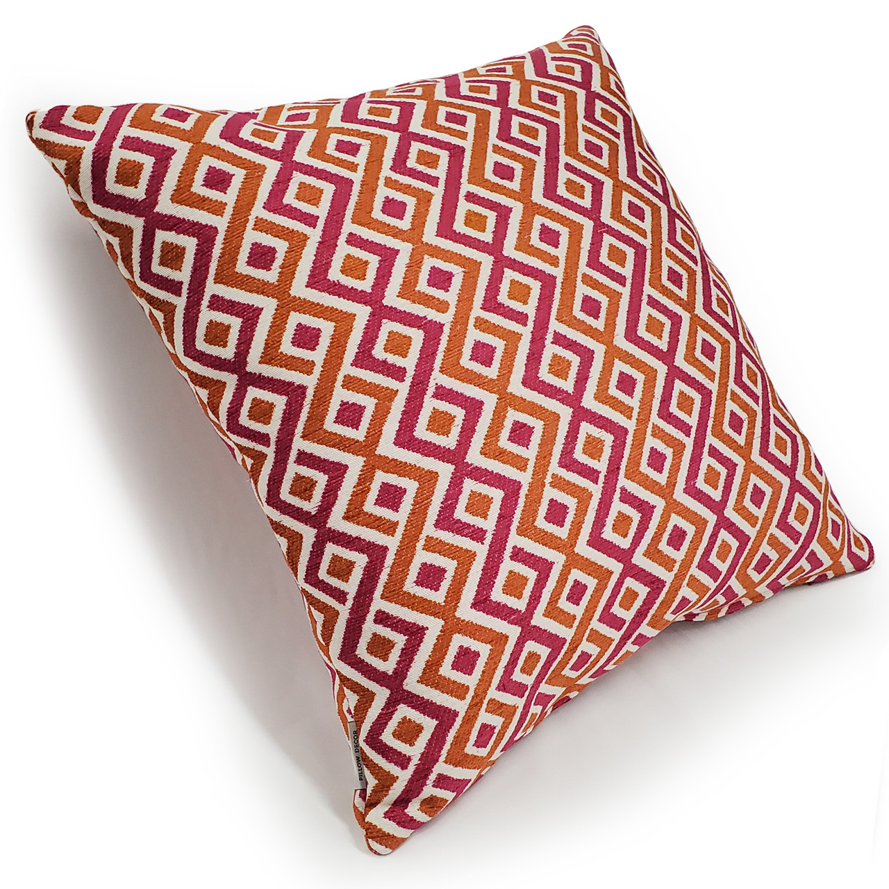 Follow Me Fiesta Pink and Orange Throw Pillow 19x19 Pillow Decor