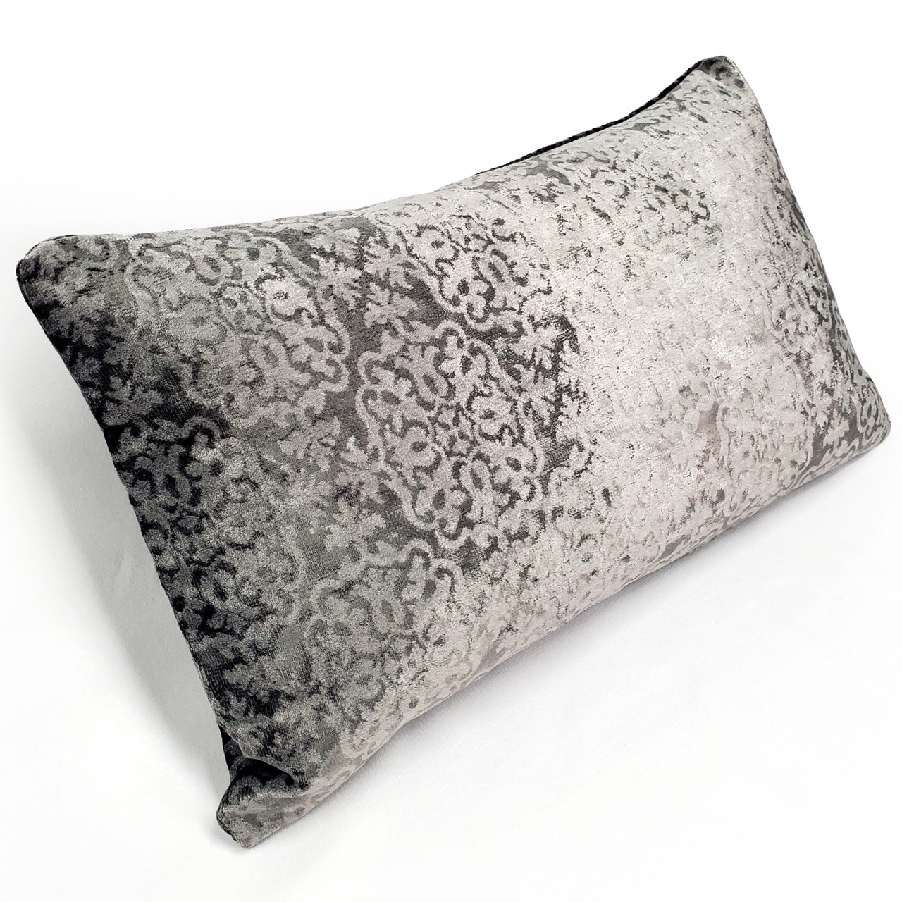 Artemis Pewter Gray Velvet Throw Pillow 12x20 Pillow Decor