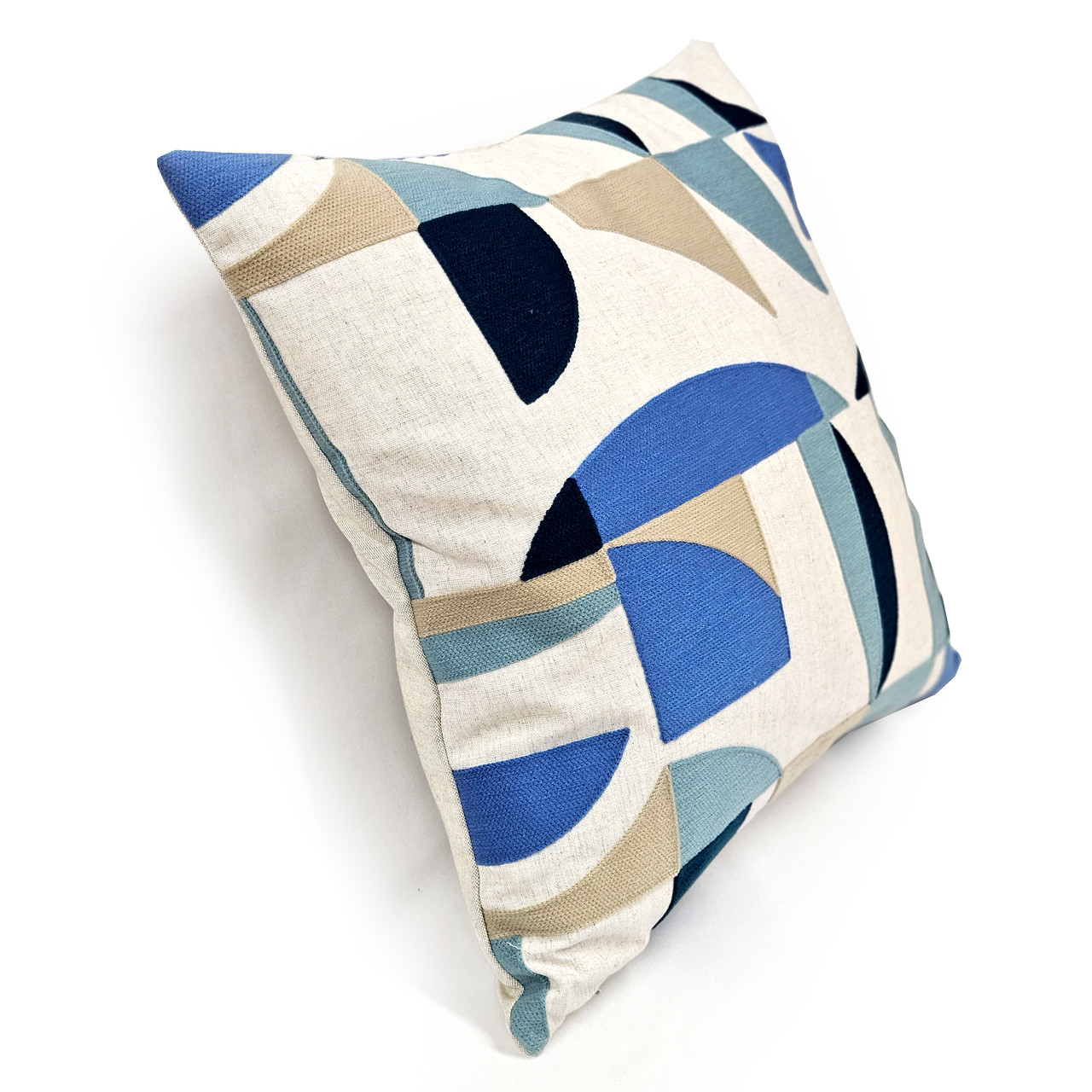Prism Abstract Blue Embroidered Throw Pillow 22x22 | Pillow Decor