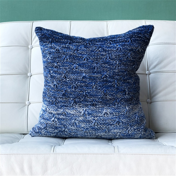 Hygge Storm Blue Knit Pillow from Pillow Decor