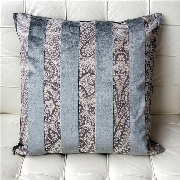 Robert Aluminum Stripe Velvet Pillow 22x22 from Pillow Decor