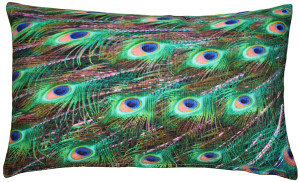 Peacock Tail Throw Pillow 12x20