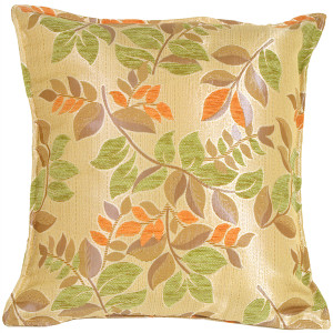 Leaf Textures in Green and Orange Throw Pillow