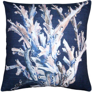 Ocean Reef Coral on Navy Throw Pillow 20x20