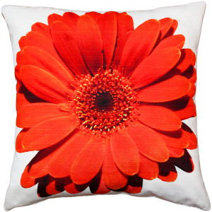 Bold Daisy Flower Red Throw Pillow 19x19