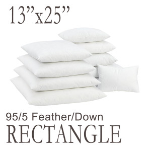 13"x25" Rectangular Feather Down Pillow Form