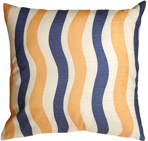 Country Stripes Blue and Yellow 20x20 Throw Pillow