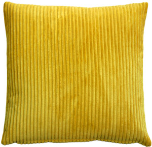 Wide Wale Corduroy 22x22 Golden Yellow Throw Pillow