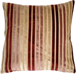 Velvet Multi Stripes Mauve 20x20 Throw Pillow