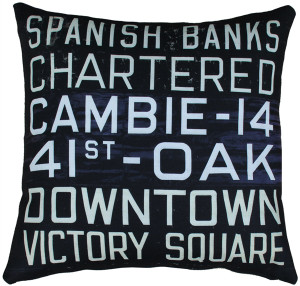Vancouver Bus Scroll 20x20 Throw Pillow