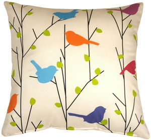 Spring Birds 17x17 Decorative Pillow