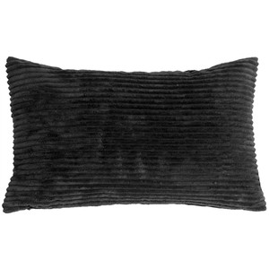 Wide Wale Corduroy 12x20 Black Throw Pillow