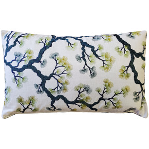 Bonsai Pine Teal Green Throw Pillow 12x19