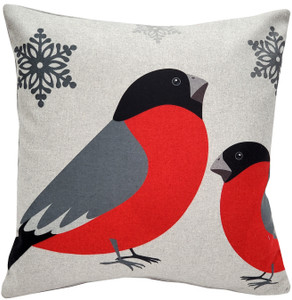 Winter Finch Peaceful Birds Christmas Pillow