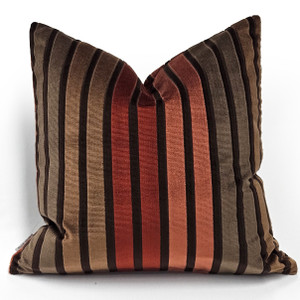 Canyon Stripes Textured Velvet Throw Pillow 20x20