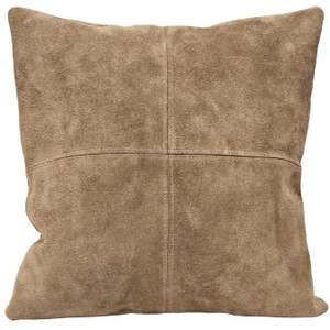 Genuine Suede Leather Camel Throw Pillow 20x20