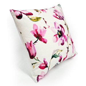 Magnolia Watercolor Pink Purple Throw Pillow 22x22