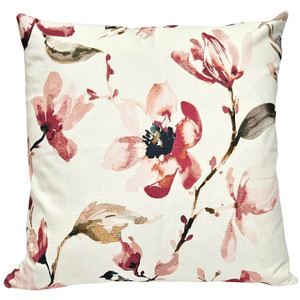 Magnolia Watercolor Blush Pink Romantic Pillow 22x22