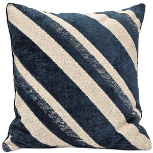 Maritime Stripe Blue Chenille Throw Pillow 25x25