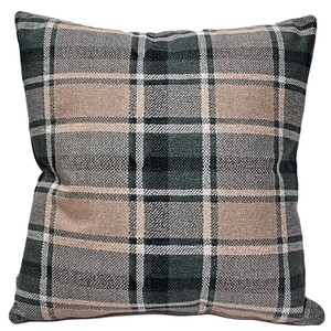 Highland Felt Soft Camel & Dusty Sage Plaid Throw Pillow 19x19