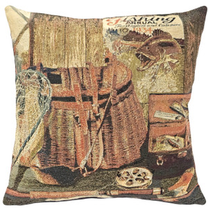 Angler's Cache Belgian Tapestry Throw Pillow 19x19