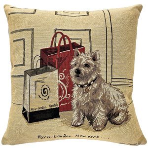 Jet Set Westie Fashion Tapestry Throw Pillow 19x19