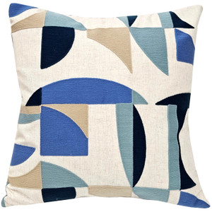 Prism Abstract Blue Embroidered Throw Pillow 22x22