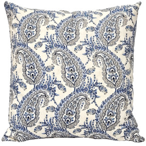 Midnight Paisley Cotton Square Throw Pillow 25x25