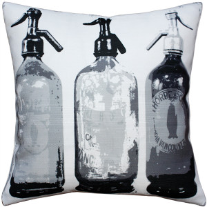 Seltzer Black and White Vintage Throw Pillow 20x20