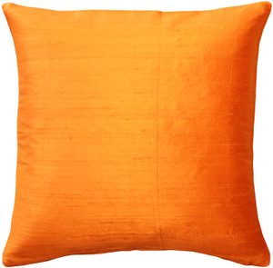 Sankara Orange Silk Throw Pillow 16x16