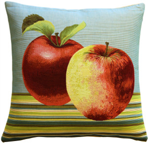 Fresh Apples on Blue 19x19 Throw Pillow