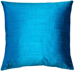 Sankara Peacock Blue Silk Throw Pillow 20x20
