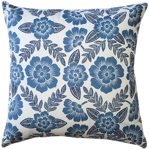 Avens Blue Floral Throw Pillow 17x17