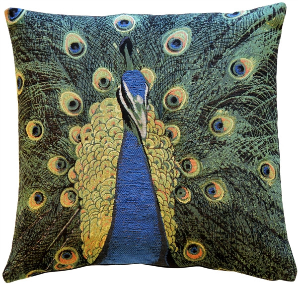 Peacock Tapestry 19x19 Throw Pillow from Pillow Decor