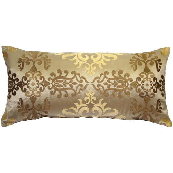 Sumatra Gold Wreath Embroidered Silk Pillow 12x24