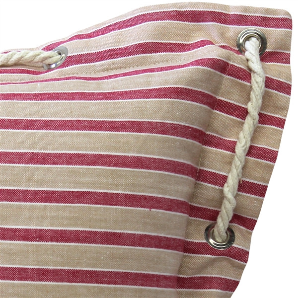 Nautical Stripes Pink Cotton Throw Pillow 16x16