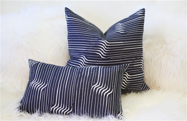 Tuscany Linen Shockwave Blue Throw Pillow 12x19