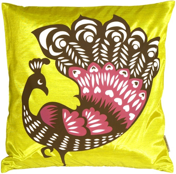 Proud Peacock Chartreuse Green Throw Pillow from Pillow Decor