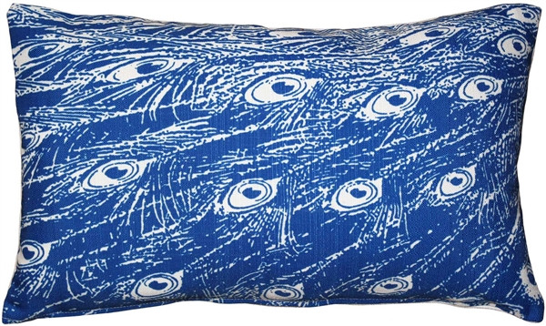 Peacock Blue Relief Throw Pillow 12x20