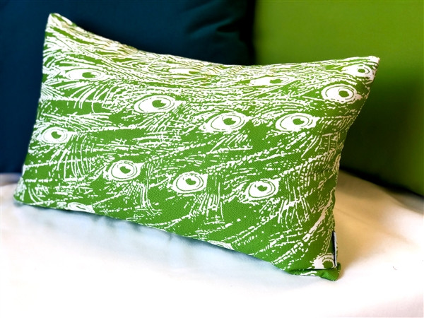 Peacock Green Relief Throw Pillow 12x20
