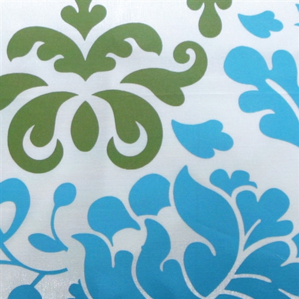 Bohemian Damask Blue, White and Olive Throw Pillow