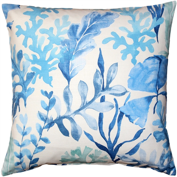 Sea Garden Blue 20 Inch Square Throw Pillow - Pillow Decor