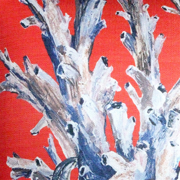 Ocean Reef Coral on Red Throw Pillow 20x20